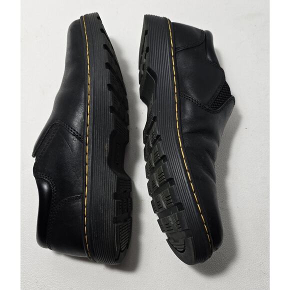 Dr. Martens Tipton Slip On Flats Black Leather Yellow Stitching Mens Sz 8 - Picture 6 of 10